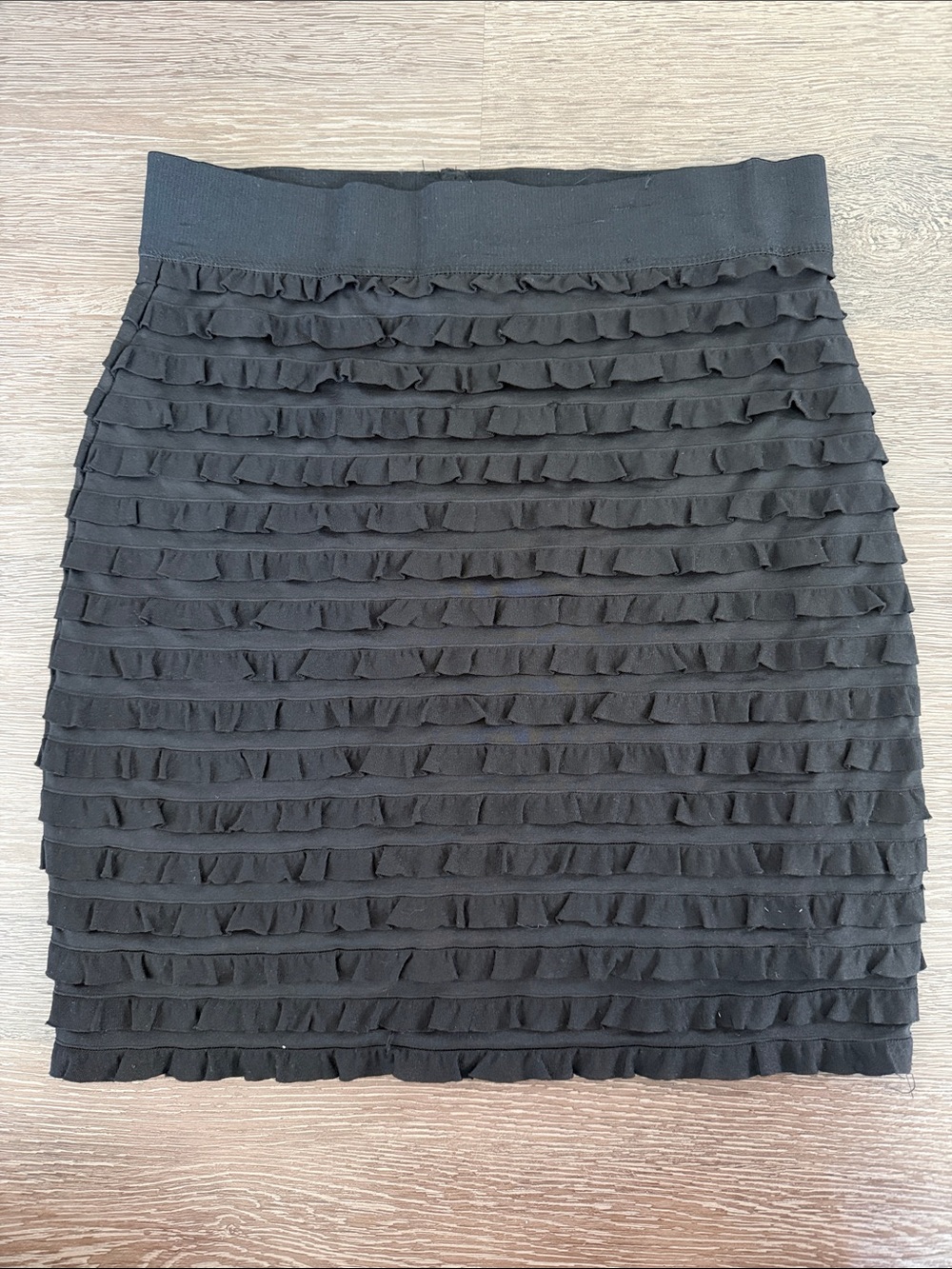 Divided Black Ruffle Tiered Mini Skirt